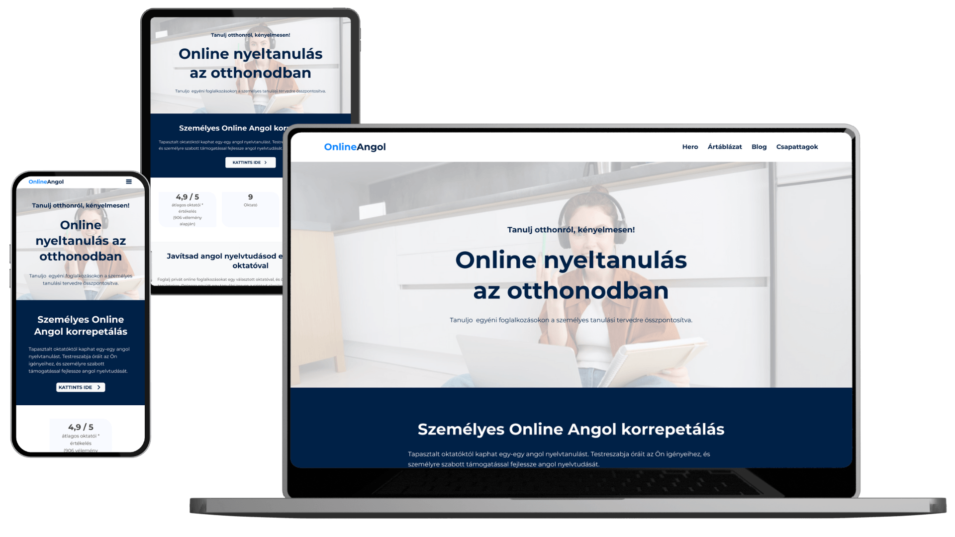 OnlineAngol - webdesign terv